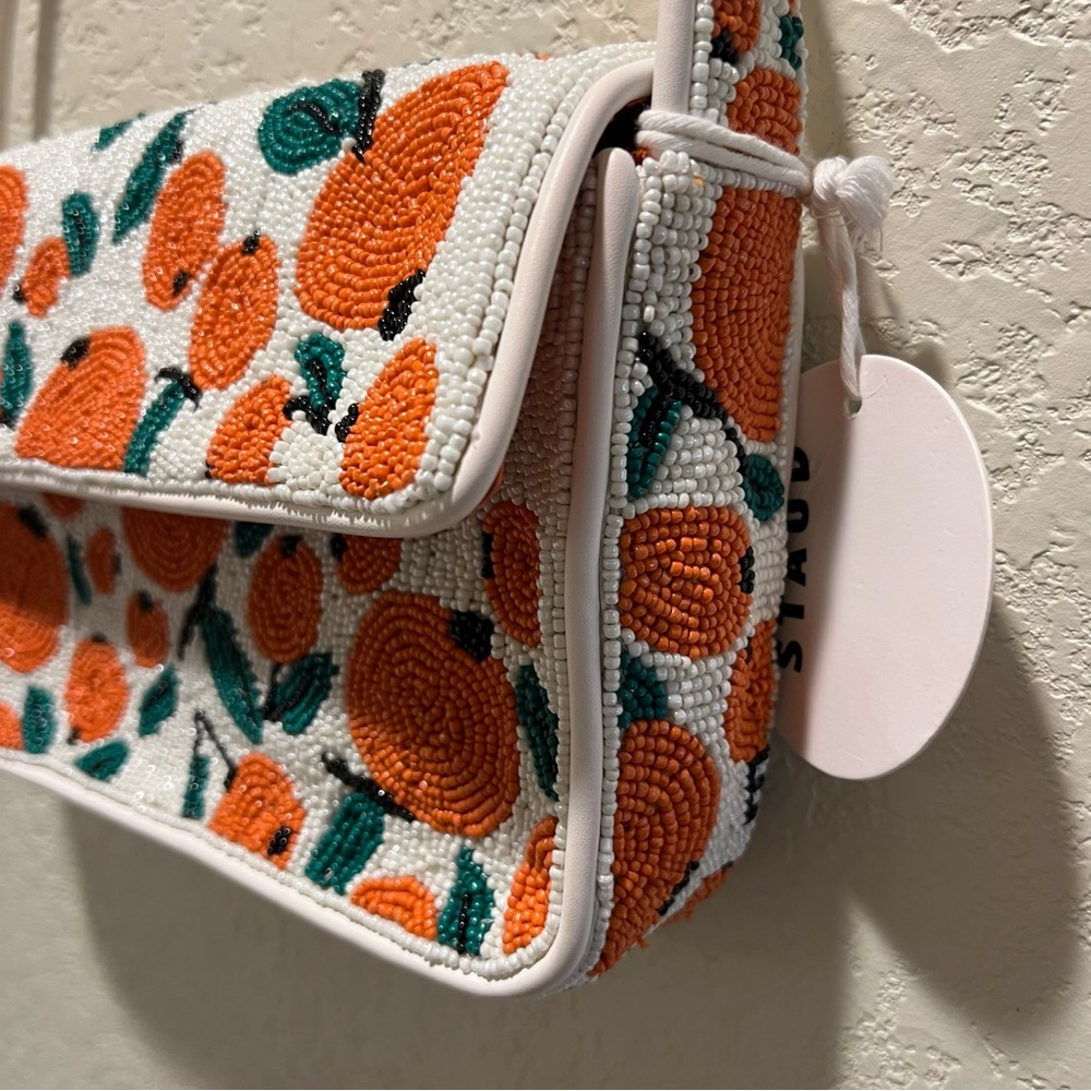 NWT STAUD Tommy Beaded Shoulder Bag Oranges Limited Edition - Picture 9 of 14
